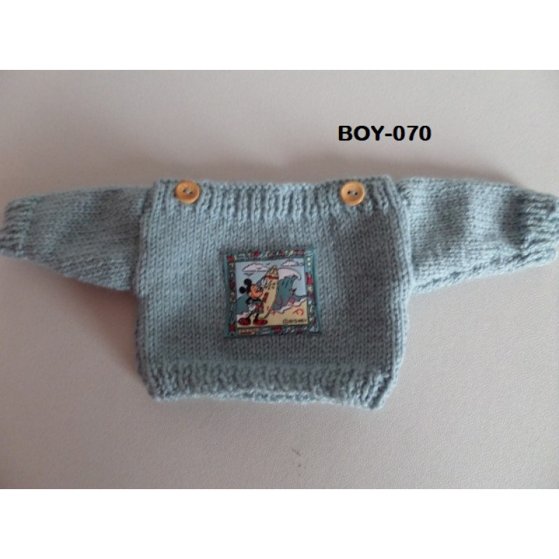 Trui gebreid blauw met MIckey Mouse